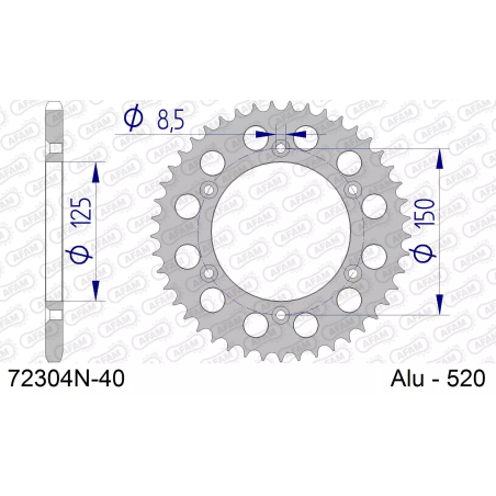 Zębatka tył aluminiowa Afam 72304N 40z rozmiar 520 MX