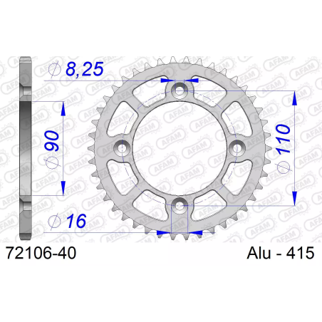 Zębatka tył aluminiowa Afam 72106 40z rozmiar 415