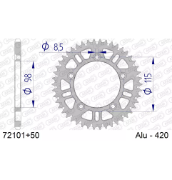 Zębatka tył aluminiowa Afam 72101 50z rozmiar 420 samoczyszcząca