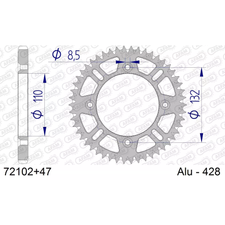 Zębatka tył aluminiowa Afam 72102 47z rozmiar 428 samoczyszcząca
