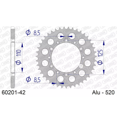 Zębatka tył aluminiowa Afam 60201 42z rozmiar 520