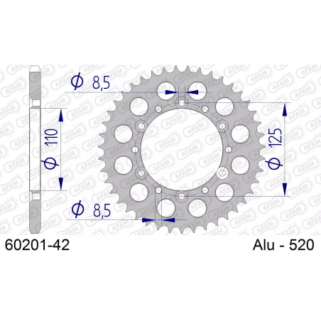 Zębatka tył aluminiowa Afam 60201 42z rozmiar 520