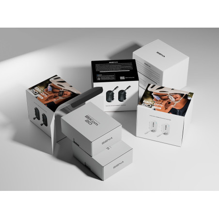 SENA INTERKOM UNIWERSALNY BIKOM 20 BLUETOOTH 5.2, MESH 3.0 DO 800M MOCOWANY NA PASKU ( 2 ZESTAWY ) (EL)
