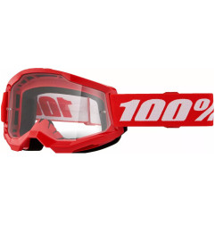 Gogle motocyklowe rowerowe MTB ATV STRATA 2 - 100% czerwone transparentne