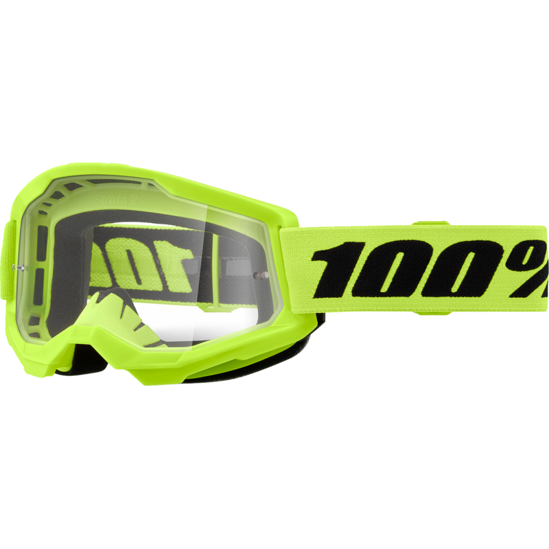 Gogle motocyklowe rowerowe MTB ENDURO ATV STRATA 2 NEONOWO ŻÓŁTE - 100% transparentne