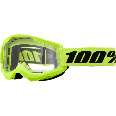 Gogle motocyklowe rowerowe MTB ENDURO ATV STRATA 2 NEONOWO ŻÓŁTE - 100% transparentne