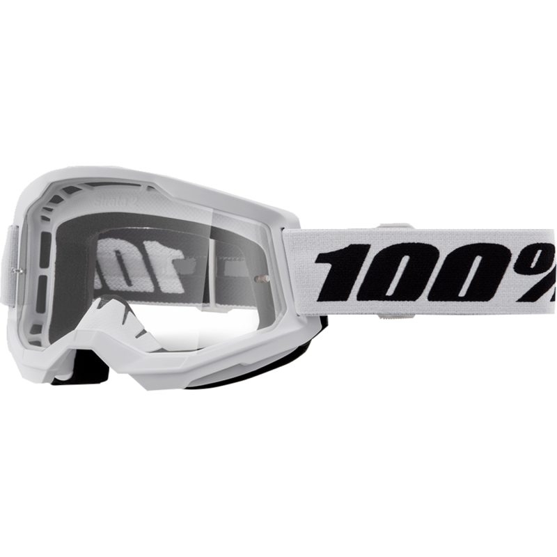 Gogle motocyklowe rowerowe MTB ENDURO ATV STRATA 2 BIAŁE - 100% transparentne