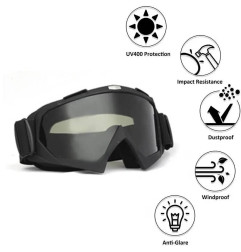Gogle motocyklowe, crossowe, snowboard, enduro czarne ROXAR