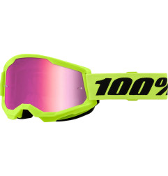 Gogle motocyklowe rowerowe MTB ATV STRATA 2 Neonowo Żółte Lustrzane