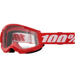 Gogle motocyklowe rowerowe MTB ATV STRATA 2 JUNIOR czerwone - 100% transparentne