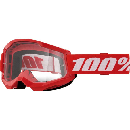 Gogle motocyklowe rowerowe MTB ATV STRATA 2 JUNIOR czerwone - 100% transparentne