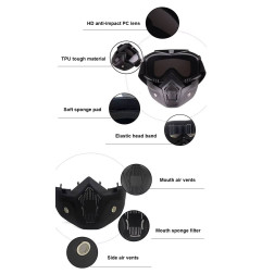 Gogle i maska motocyklowa Enduro Cross, paintball, rower