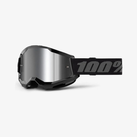 100 PROCENT GOGLE STRATA 2 BLACK - MIRROR SILVER LENS - KOLOR CZARNY/SZARY SZYBKA SREBRNE LUSTRO