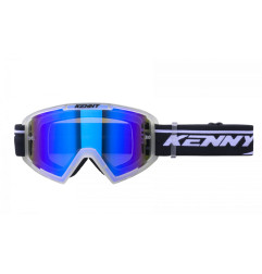 KENNY RACING GOGLE MODEL TRACK+ CLEAR CRYSTAL - BLUE LENS - KOLOR PRZEŹROCZYSTY/CZARNY/BIAŁY SZYBKA NIEBIESKIE LUSTRO