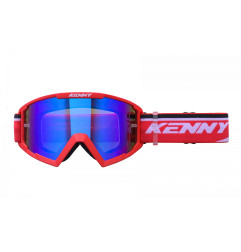 KENNY RACING GOGLE MODEL TRACK+ RED - BLUE LENS - KOLOR CZERWONY/BIAŁY SZYBKA NIEBIESKIE LUSTRO