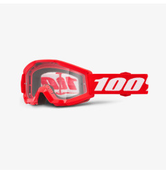 100 PROCENT GOGLE STRATA MINI RED JUNIOR / KID / DZIECIĘCE KOLOR CZERWONY/CZARNY SZYBKA PRZEŹROCZYSTA