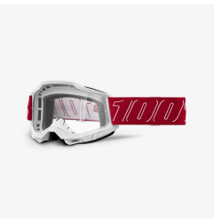 100 PROCENT GOGLE ACCURI 2 REDLINE - CLEAR LENS - KOLOR CZERWONY/BIAŁY SZYBKA PRZEŹROCZYSTA
