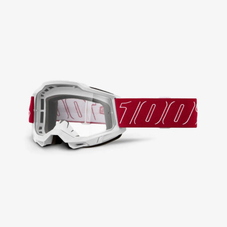 100 PROCENT GOGLE ACCURI 2 REDLINE - CLEAR LENS - KOLOR CZERWONY/BIAŁY SZYBKA PRZEŹROCZYSTA