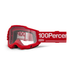 100 PROCENT GOGLE ACCURI 2 WOLG - CLEAR LENS - KOLOR CZERWONY/BIAŁY SZYBKA PRZEŹROCZYSTA