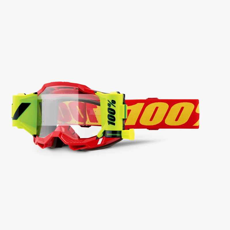 100 PROCENT GOGLE ACCURI 2 FORECAST ROLL-OFF RED - KOLOR CZERWONY/CZARNY/ŻÓŁTY FLUO SZYBKA PRZEŹROCZYSTA