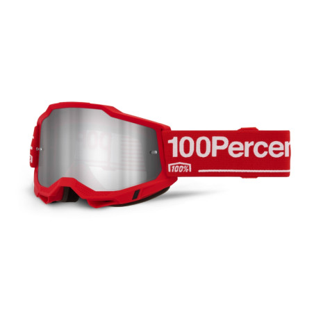 100 PROCENT GOGLE ACCURI 2 WOLG - MIRROR SILVER LENS - KOLOR CZERWONY/BIAŁY SZYBKA SREBRNE LUSTRO