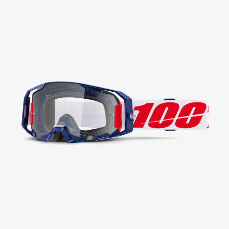 100 PROCENT GOGLE ARMATIC MACH Z - CLEAR LENS - KOLOR NIEBIESKI/CZERWONY/BIAŁY SZYBA PRZEŹROCZYSTA