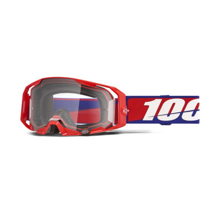 100 PROCENT GOGLE ARMATIC BEST - CLEAR LENS - KOLOR CZERWONY/NIEBIESKI/BIAŁY SZYBA PRZEŹROCZYSTA