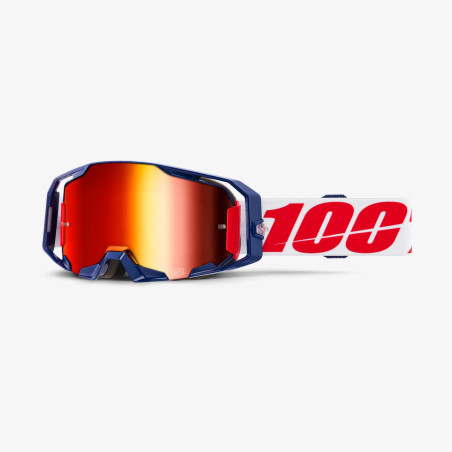 100 PROCENT GOGLE ARMATIC MACH Z - MIRROR RED LENS - KOLOR NIEBIESKI/CZERWONY/BIAŁY SZYBA CZERWONE LUSTRO