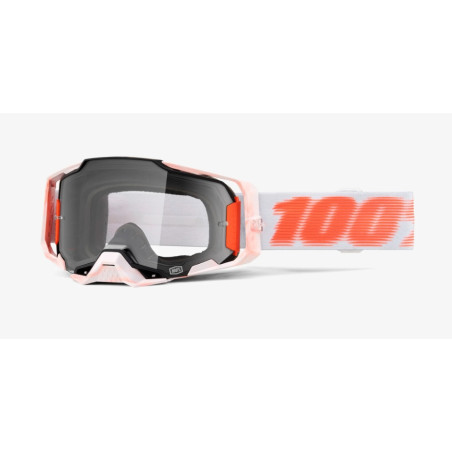 100 PROCENT GOGLE ARMEGA TUBULAR - CLEAR LENS - KOLOR BIAŁY/POMARAŃCZOWY SZYBKA PRZEŹROCZYSTA