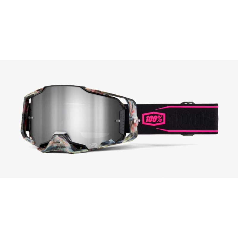 100 PROCENT GOGLE ARMEGA SARCELLE - MIRROR SILVER LENS - KOLOR CZARNY/RÓŻOWY SZYBKA SREBRNE LUSTRO
