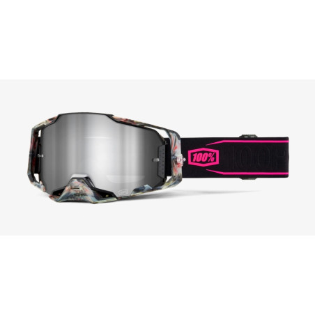 100 PROCENT GOGLE ARMEGA SARCELLE - MIRROR SILVER LENS - KOLOR CZARNY/RÓŻOWY SZYBKA SREBRNE LUSTRO