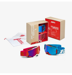100 PROCENT JETT LAWRENCE LE ZESTAW GOGLE ARMATIC CHERRY-TORCHED MIRROR LENS+BLUE-BLUE MIRROR LENS