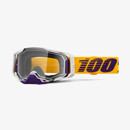 100 PROCENT GOGLE ARMEGA DIFENBAK - PURPLE MIRROR LENS - KOLOR ŻÓŁTY/FIOLETOWY/BIAŁY- SZYBKA FILOETOWE LUSTRO