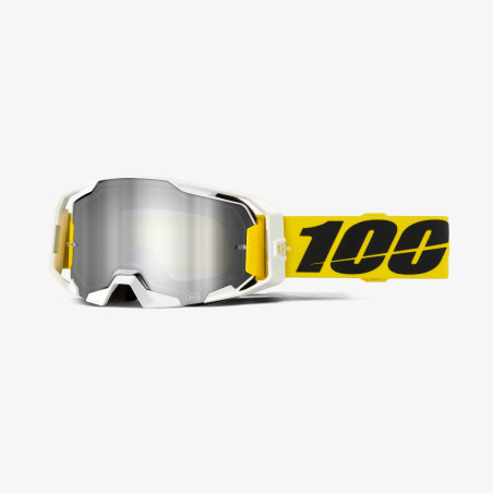 100 PROCENT GOGLE ARMATIC VALERA - SILVER MIRROR LENS - KOLOR ŻÓŁTY/BIAŁY- SZYBKA SREBRNE LUSTRO