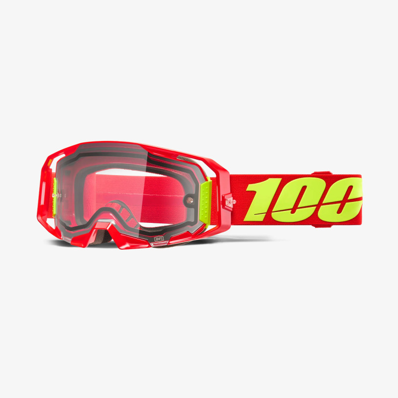 100 PROCENT GOGLE ARMATIC ENDURO MOTO DUAL PANE RED - CLEAR LENS - KOLOR CZERWONY - SZYBKA PRZEŹROCZYSTA