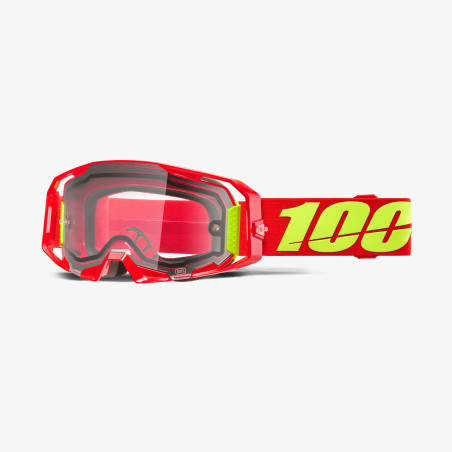 100 PROCENT GOGLE ARMATIC ENDURO MOTO DUAL PANE RED - CLEAR LENS - KOLOR CZERWONY - SZYBKA PRZEŹROCZYSTA