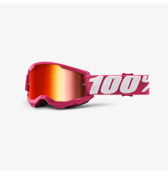 100 PROCENT GOGLE STRATA 2 YOUTH JUNIOR FLETCHER - MIRROR RED LENS - KOLOR RÓŻOWY/BIAŁY SZYBKA CZERWONE LUSTRO