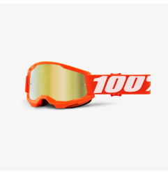 100 PROCENT GOGLE STRATA 2 YOUTH JUNIOR ORANGE - MIRROR GOLD LENS - KOLOR POMARAŃCZOWY/BIAŁY SZYBKA ZŁOTE LUSTRO