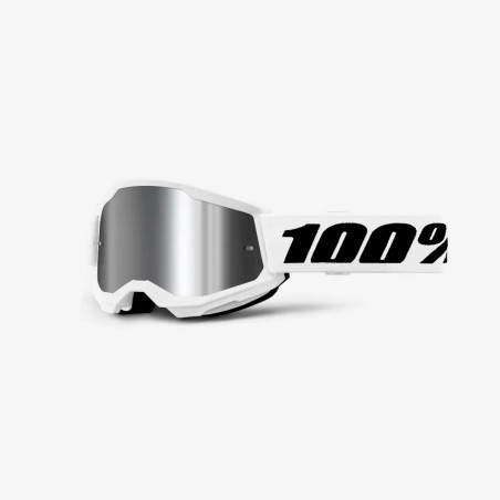 100 PROCENT GOGLE STRATA 2 WHITE - MIRROR SILVER LENS - KOLOR BIAŁY/CZARNY SZYBKA SREBRNE LUSTRO