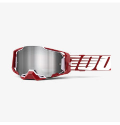 100 PROCENT GOGLE ARMEGA OVERSIZED DEEP RED - FLASH SILVER LENS - KOLOR CZERWONY/BIAŁY/SZARY SZYBKA SREBRNE LUSTRO