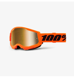 100 PROCENT GOGLE STRATA 2 NEON ORANGE - MIRROR GOLD LENS - KOLOR POMARAŃCZOWY/CZARNY SZYBKA ZŁOTE LUSTRO