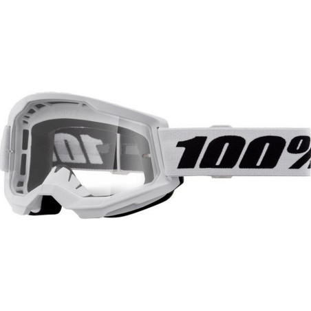 100 PROCENT GOGLE STRATA 2 YOUTH JUNIOR WHITE - CLEAR LENS - KOLOR BIAŁY/CZARNY SZYBKA PRZEŹROCZYSTA