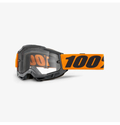 100 PROCENT GOGLE ACCURI 2 ENDURO MOTO ORANGE - DUAL CLEAR LENS - KOLOR CZARNY/POMARAŃCZOWY SZYBKA PRZEŹROCZYSTA