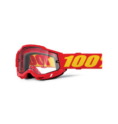 100 PROCENT GOGLE ACCURI 2 MOTO RED - DUAL CLEAR PANE - KOLOR CZERWONY/ŻÓŁTY SZYBKA PODWÓJNA PRZEŹROCZYSTA