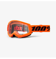 100 PROCENT GOGLE STRATA 2 NEON ORANGE - CLEAR LENS - KOLOR POMARAŃCZOWY FLUO SZYBKA PRZEŹROCZYSTA