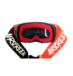 Gogle motocyklowe AirScreen Aero 06 EX czerwony czarny biały wizjer przeźroczysty
