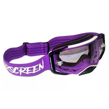 Gogle motocyklowe AirScreen Aero 05 EX fioletowy biały czarny wizjer przeźroczysty