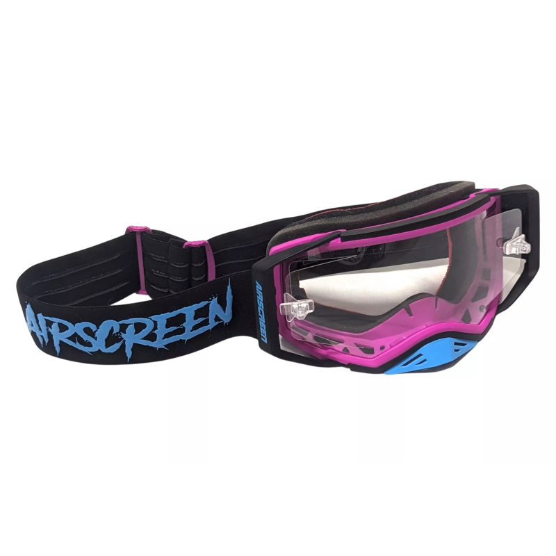 Gogle motocyklowe AirScreen Aero 01 EX czarny magenta błękitny wizjer przeźroczysty