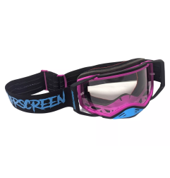 Gogle motocyklowe AirScreen Aero 01 MX czarny magenta błękitny wizjer przeźroczysty