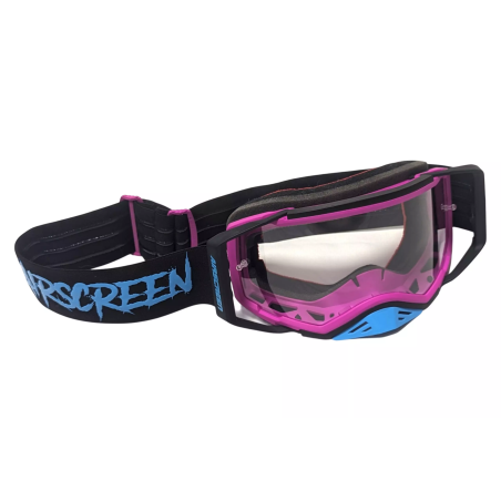 Gogle motocyklowe AirScreen Aero 01 MX czarny magenta błękitny wizjer przeźroczysty